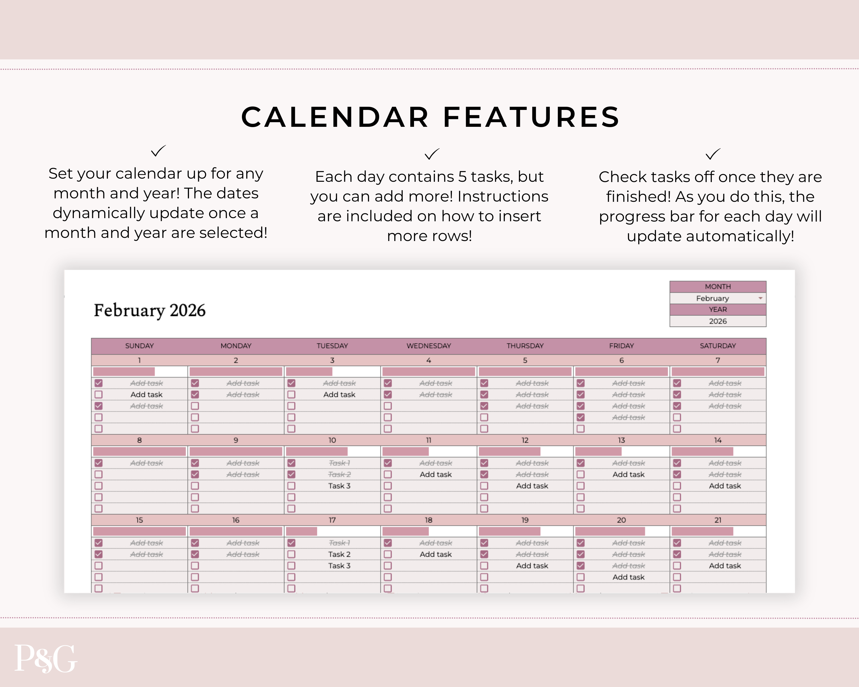 To-Do List Calendar Spreadsheet for Google Sheets