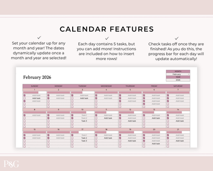 To-Do List Calendar Spreadsheet for Google Sheets
