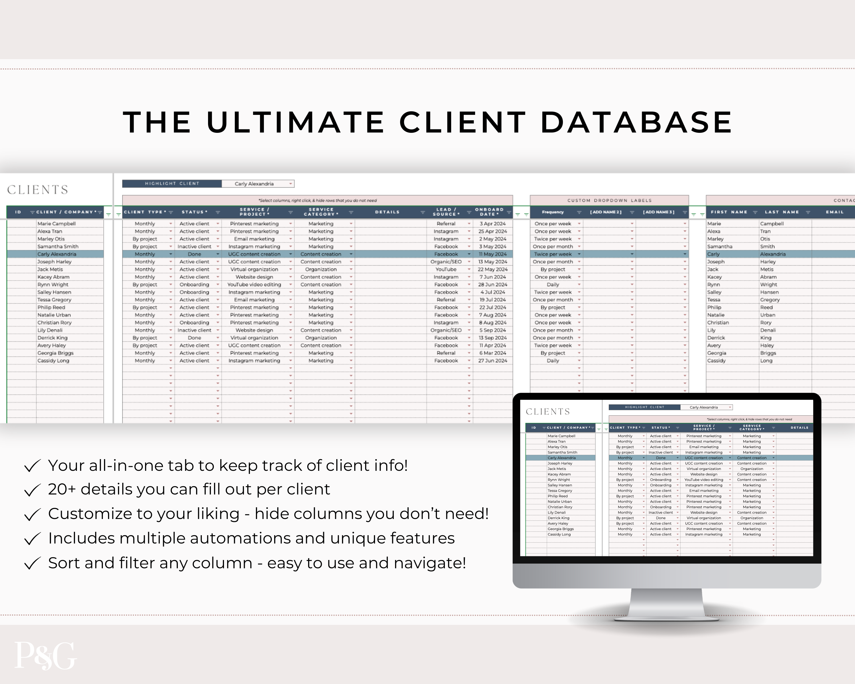 Client Tracker Spreadsheet Template for Google Sheets