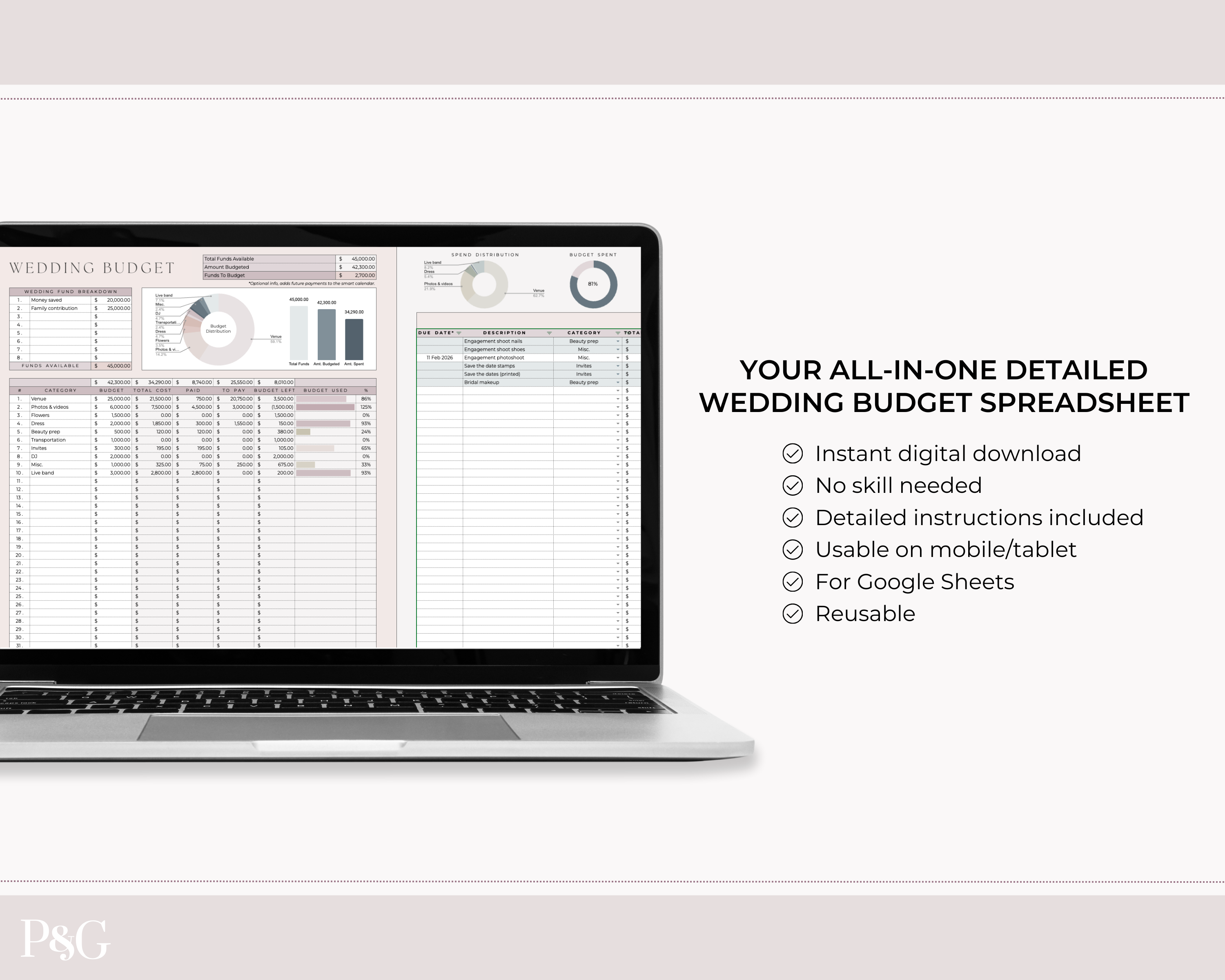 Wedding Budget Spreadsheet Template for Google Sheets