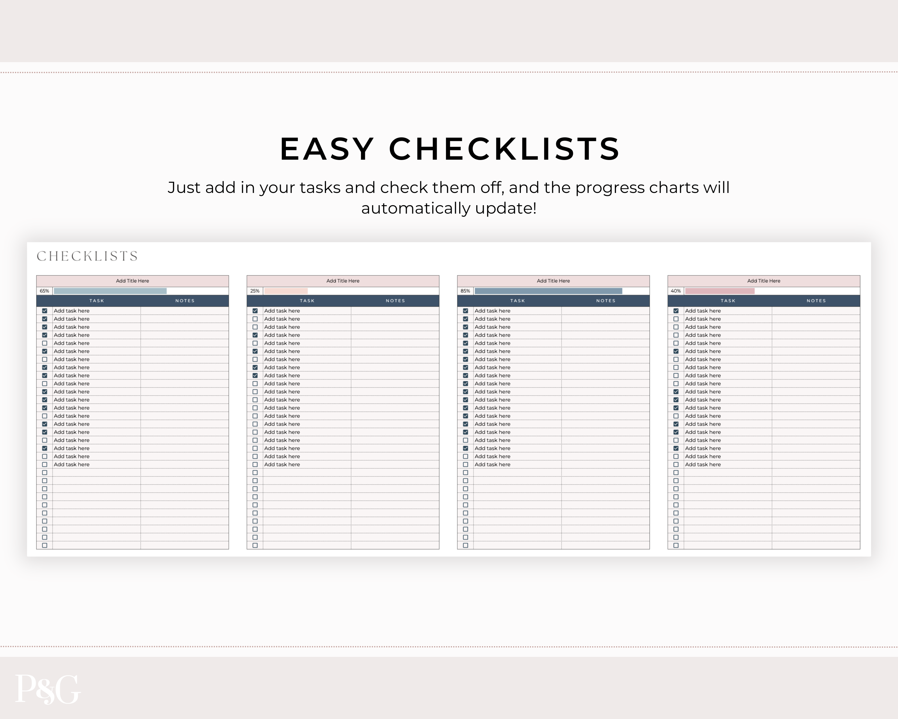 Easy Checklists Template for Google Sheets