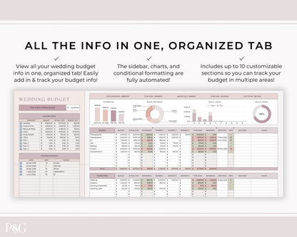 Simple Wedding Budget Spreadsheet for Google Sheets