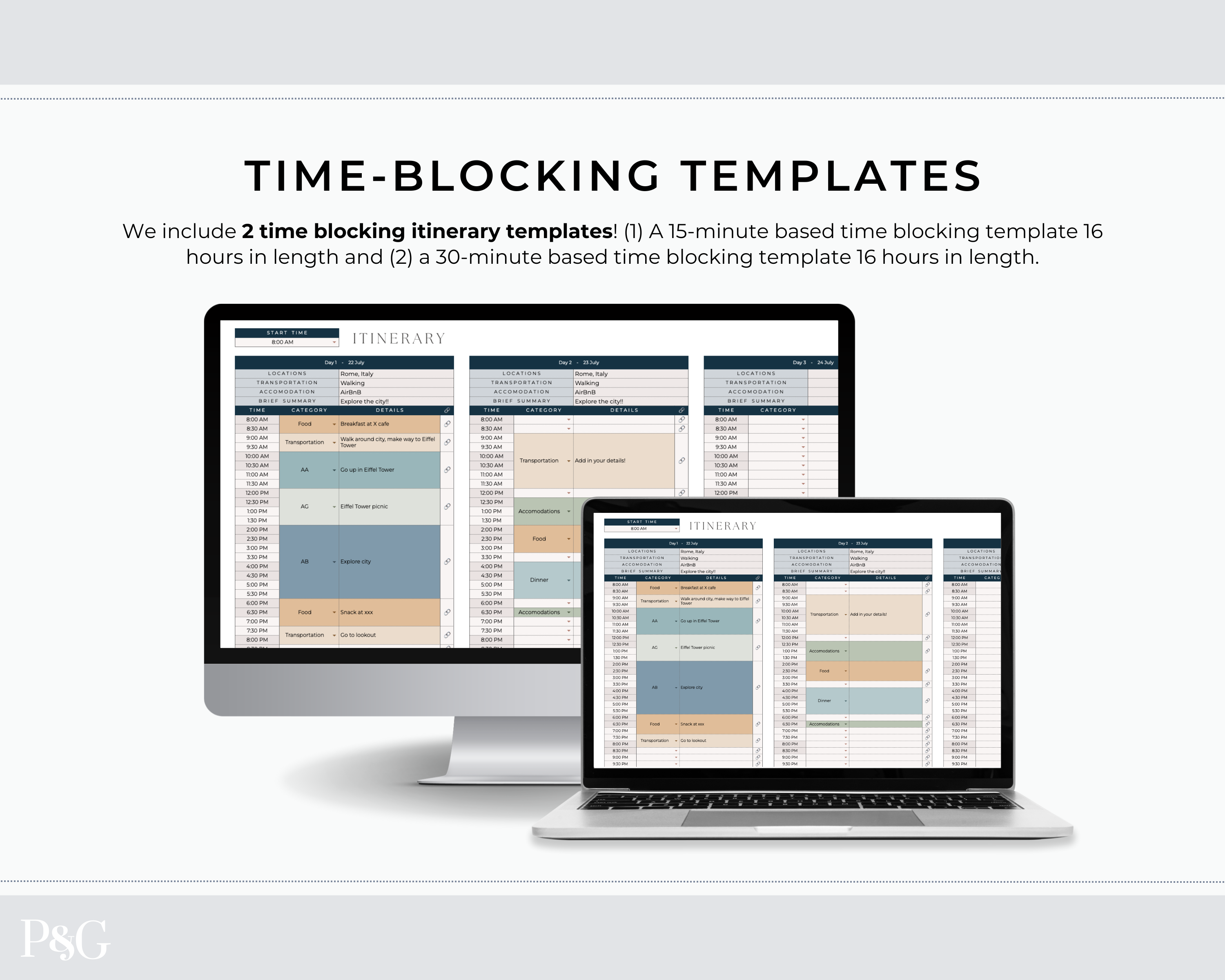 Travel Itinerary Templates for Google Sheets