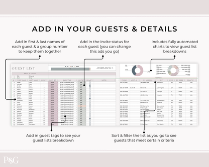 Wedding Guest List Spreadsheet Template for Google Sheets