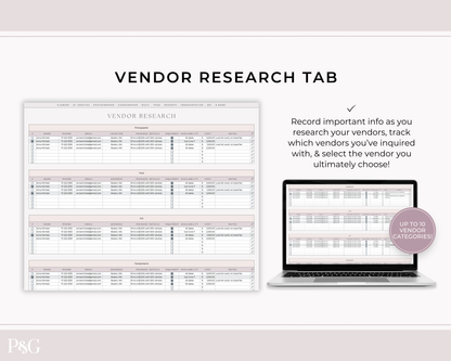 Wedding Venue and Vendor Comparison Spreadsheet for Google Sheets