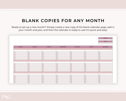 To-Do List Calendar Spreadsheet for Google Sheets