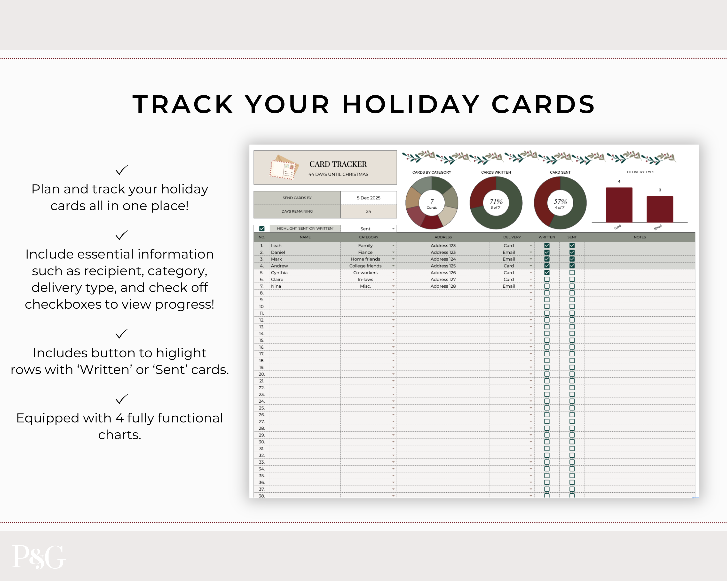 Christmas Planner Spreadsheet Template for Google Sheets