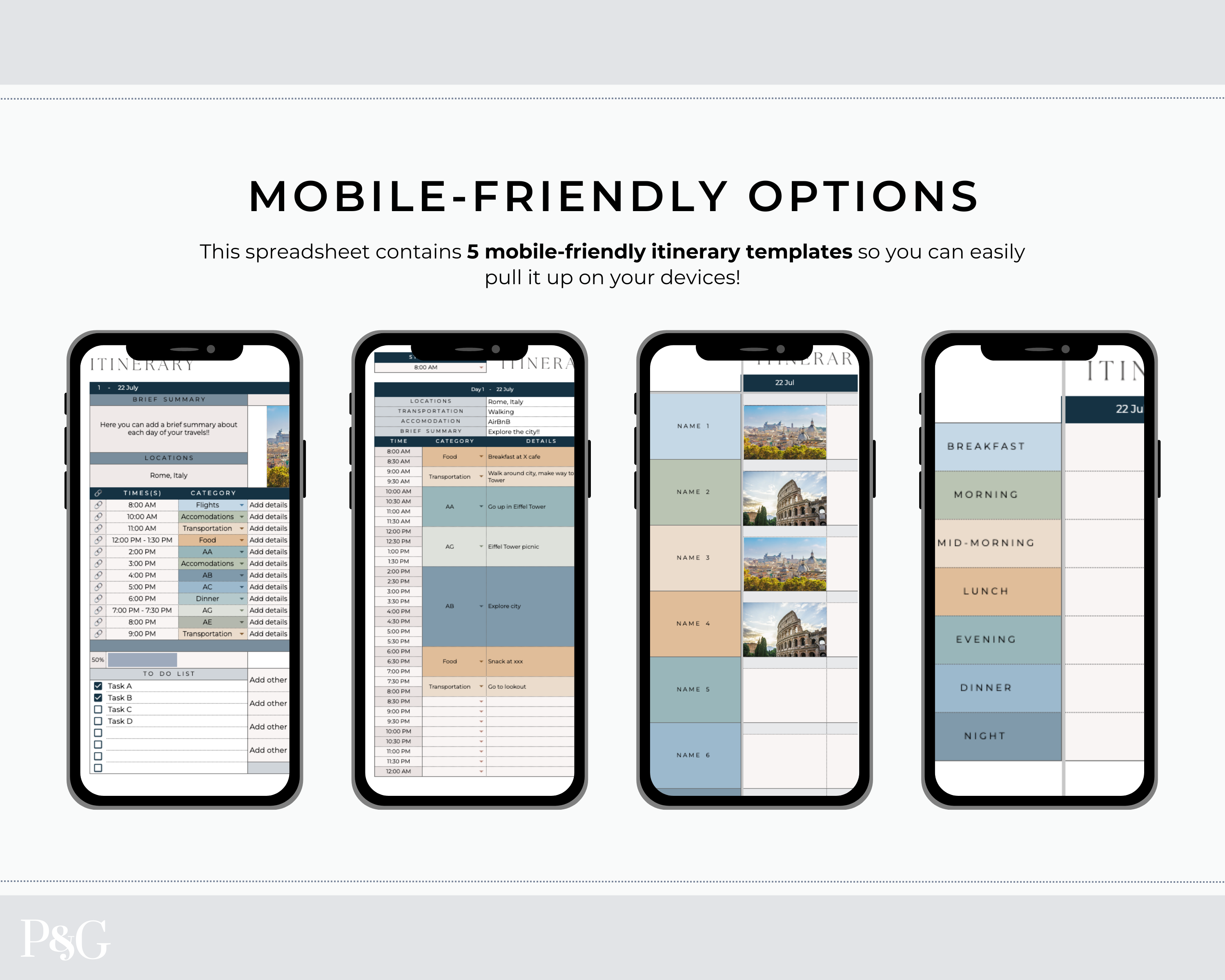 Travel Itinerary Templates for Google Sheets