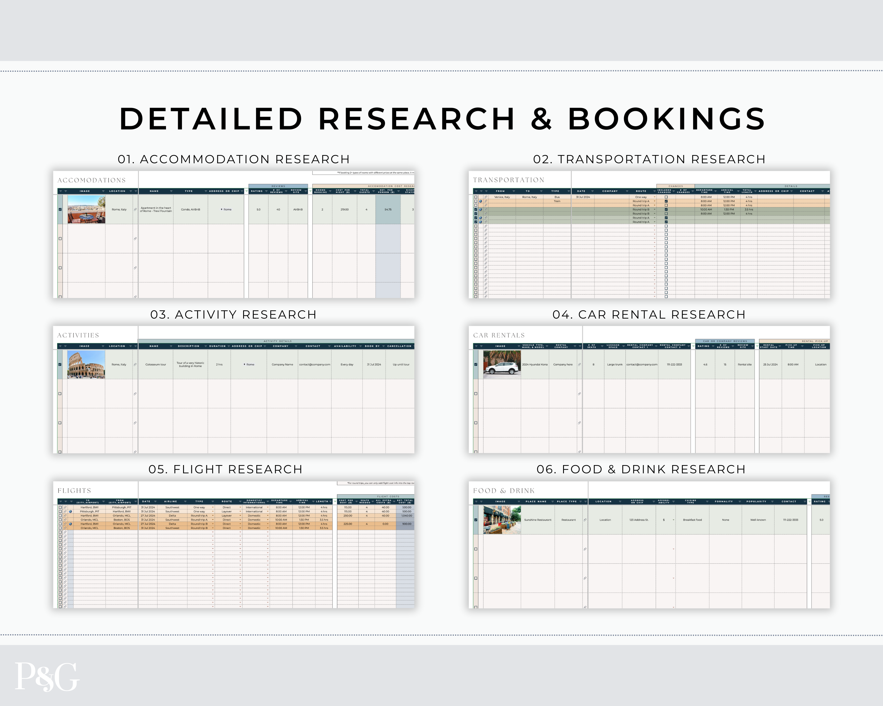 Travel Planner Spreadsheet Template for Google Sheets