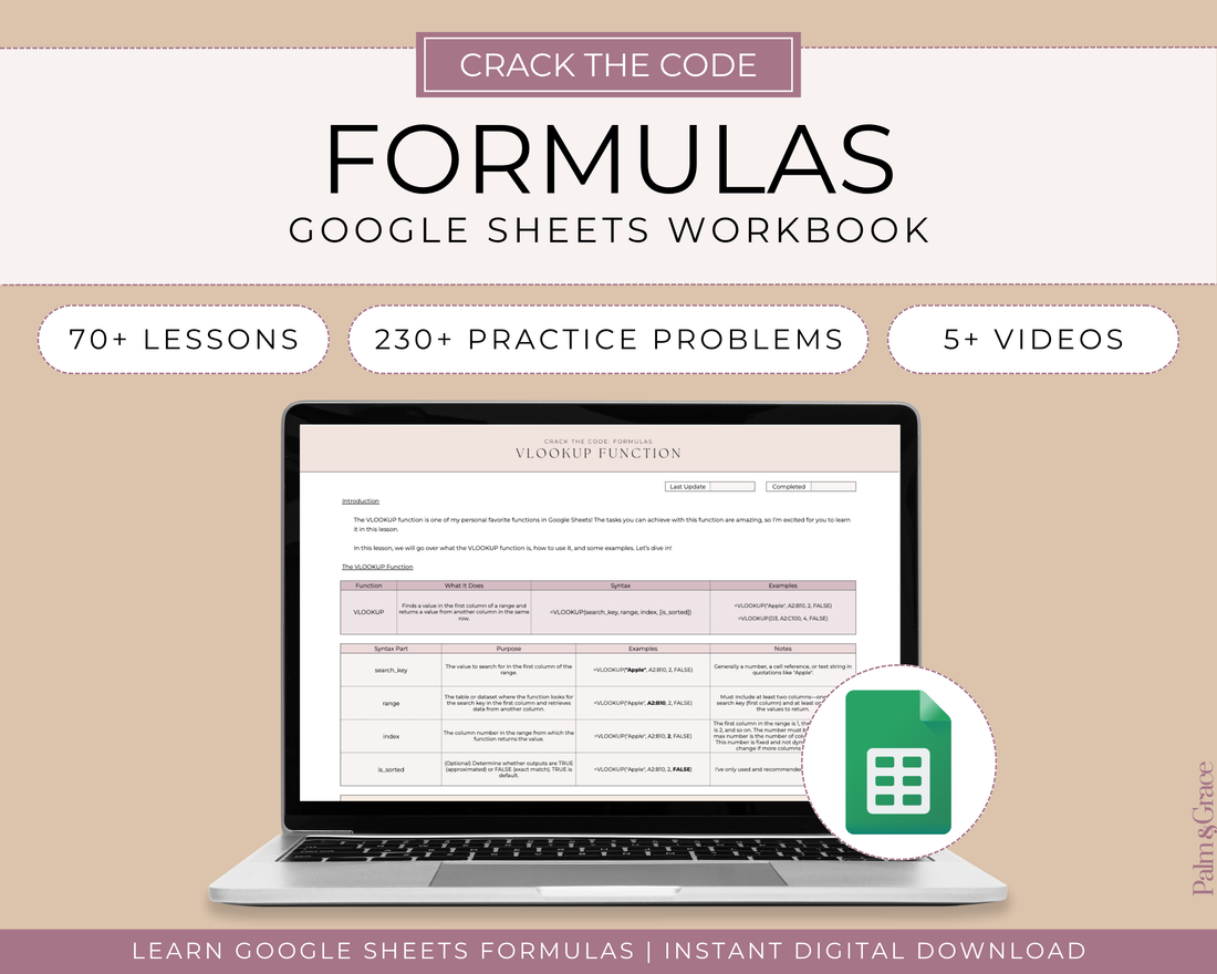 Crack The Code: Google Sheets Formulas Workbook