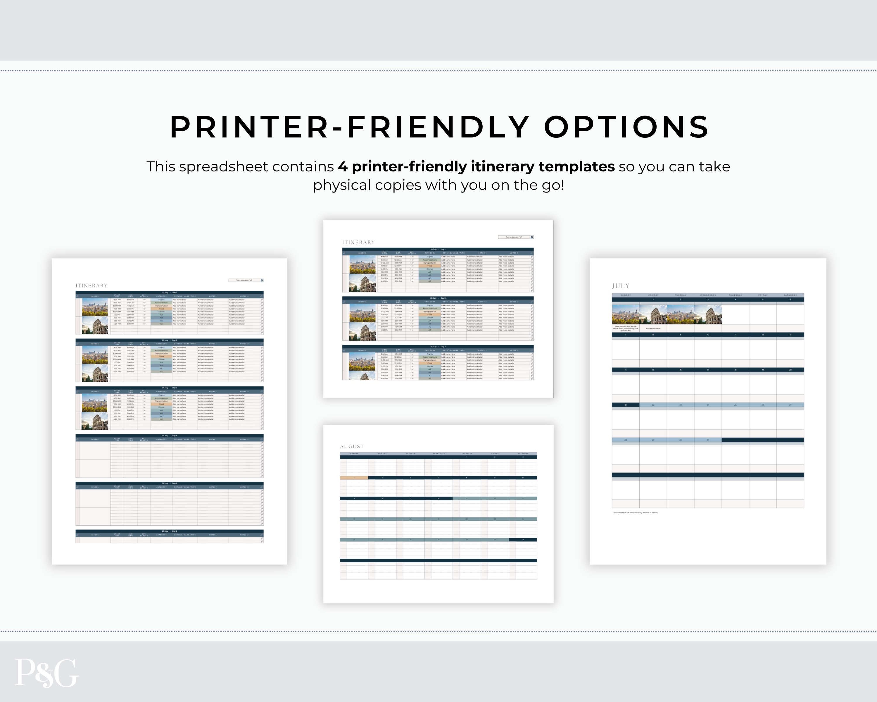 Travel Itinerary Templates for Google Sheets