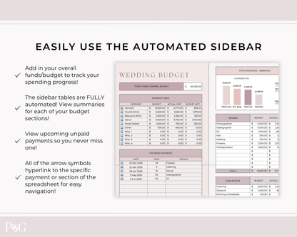 Simple Wedding Budget Spreadsheet for Google Sheets