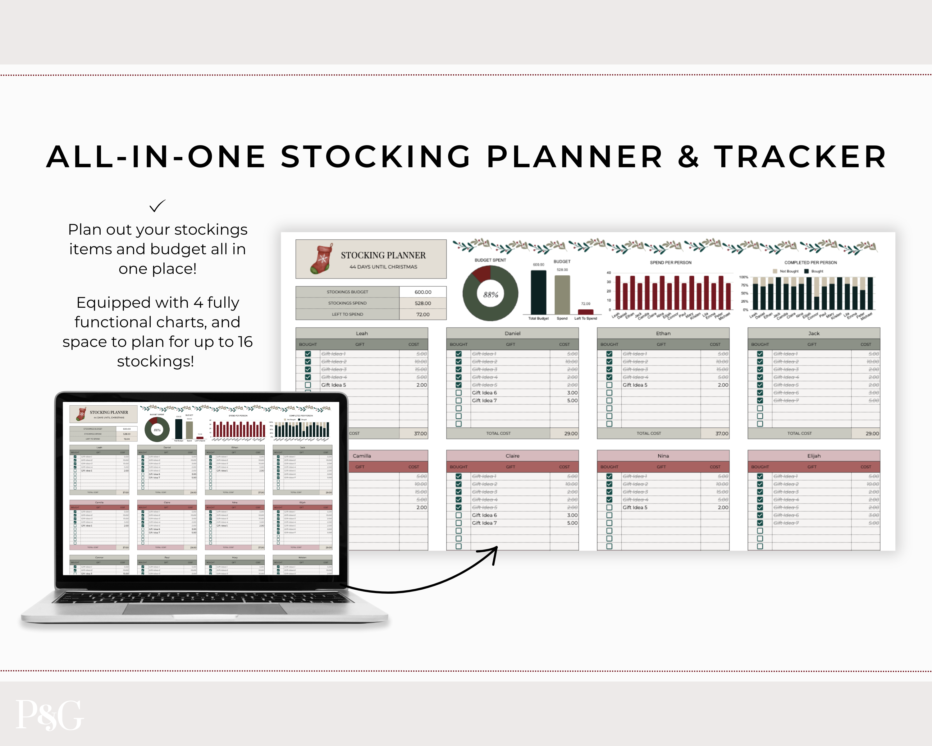 Christmas Planner Spreadsheet Template for Google Sheets