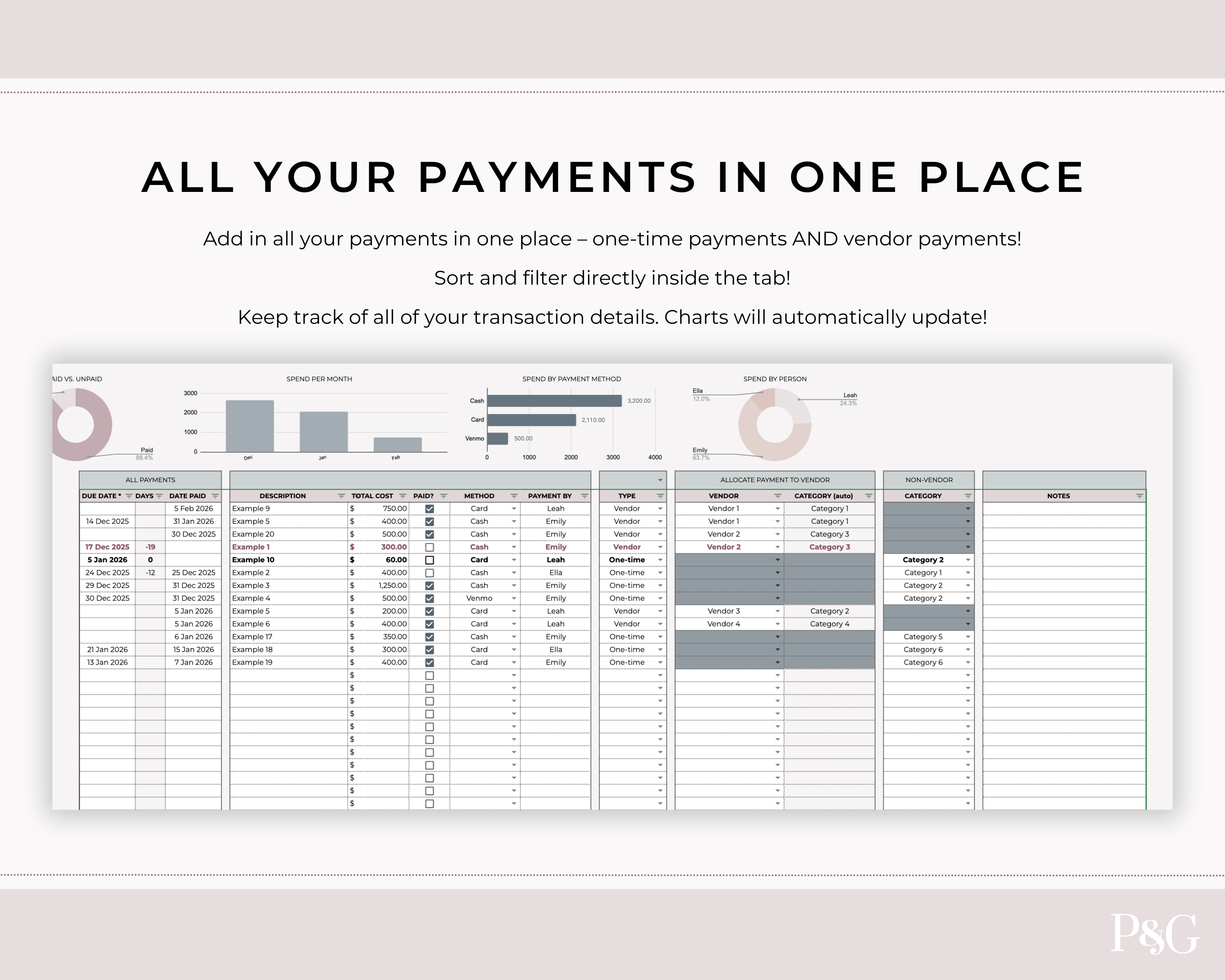 Wedding Budget Spreadsheet Template for Google Sheets (Version 2.0)