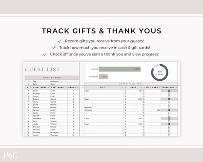Wedding Guest List Spreadsheet Template for Google Sheets
