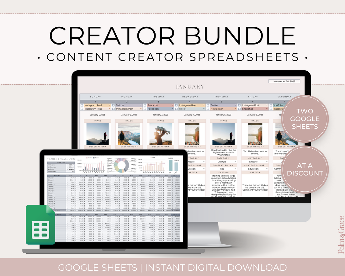 Content creator spreadsheet bundle