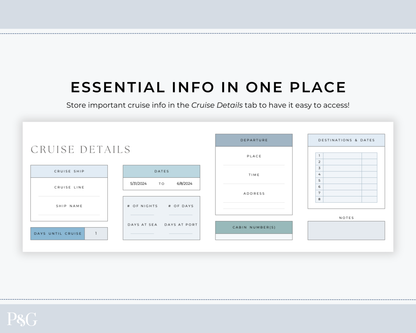 Cruise Planner Spreadsheet for Google Sheets