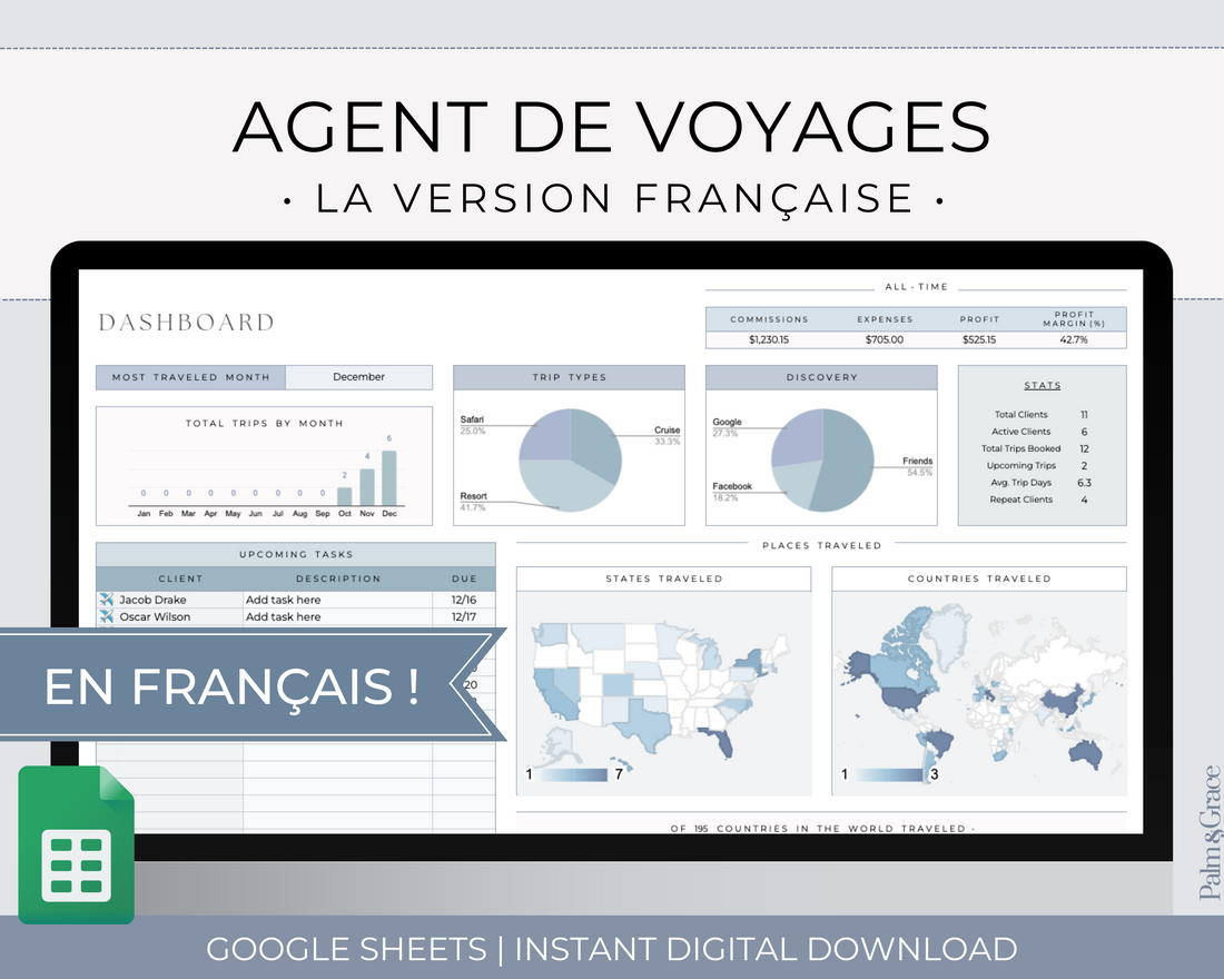 French travel agent spreadsheet