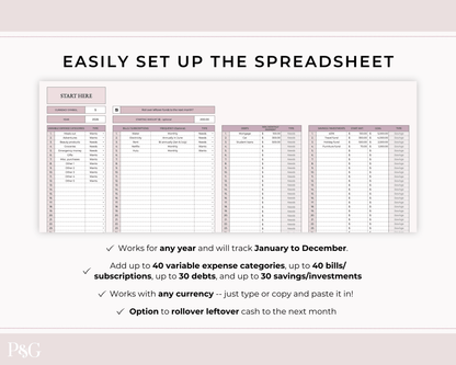 Annual Budget Spreadsheet Template For Google Sheets - Palm &amp; Grace