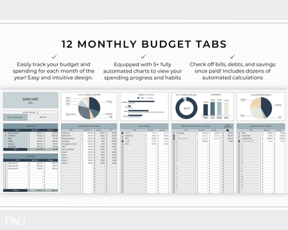 Annual Budget Spreadsheet Template For Google Sheets - Palm &amp; Grace