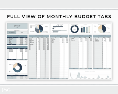 Annual Budget Spreadsheet Template For Google Sheets - Palm &amp; Grace 