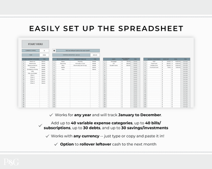 Annual Budget Spreadsheet Template For Google Sheets - Palm &amp; Grace