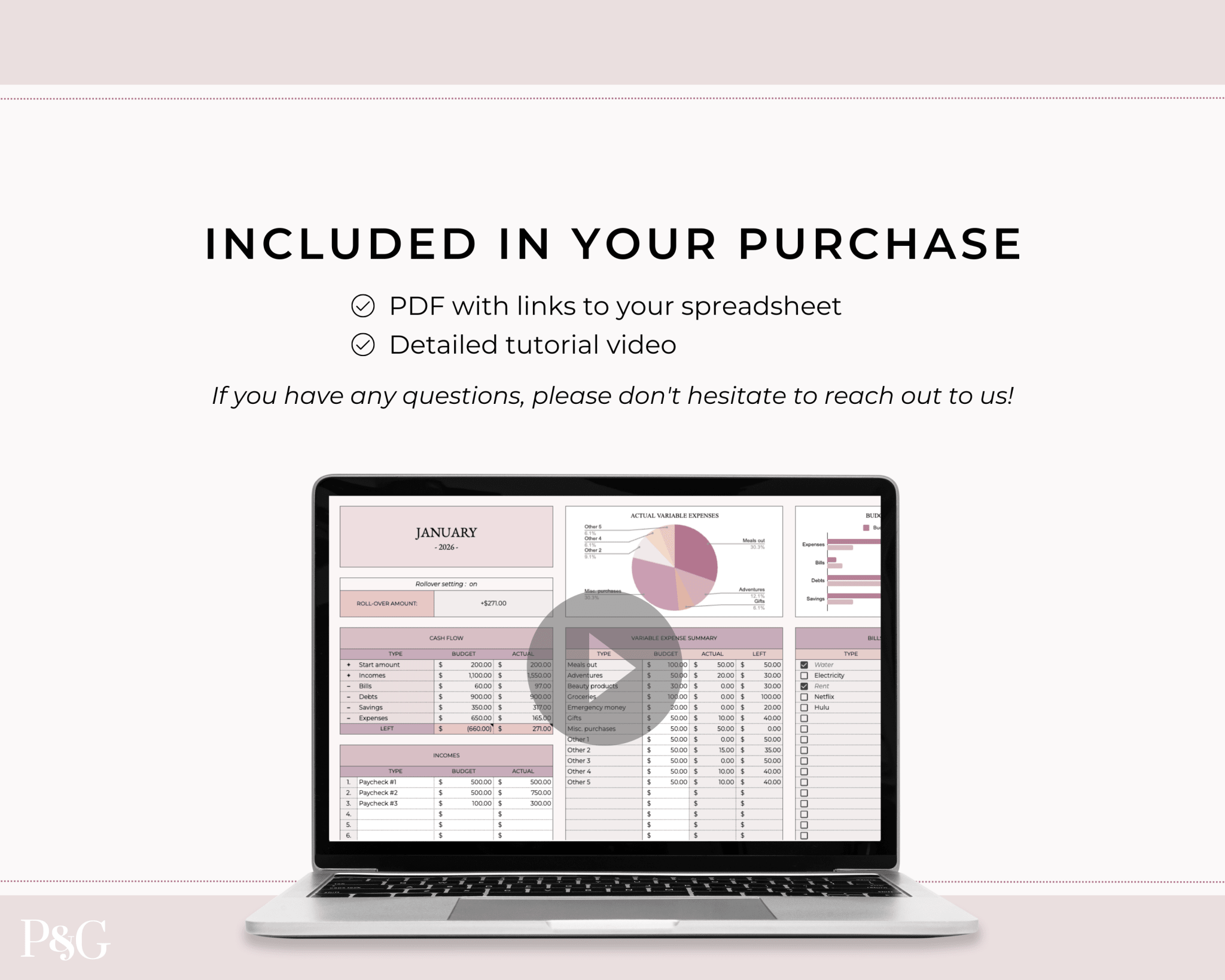 Annual Budget Spreadsheet Template For Google Sheets - Palm &amp; Grace