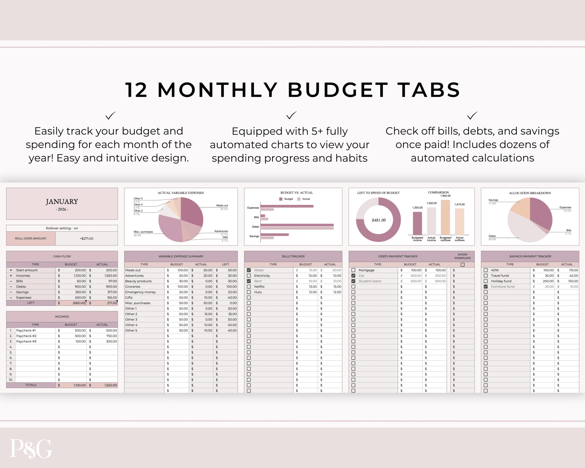 Annual Budget Spreadsheet Template For Google Sheets - Palm &amp; Grace