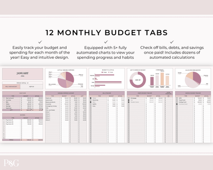 Annual Budget Spreadsheet Template For Google Sheets - Palm &amp; Grace