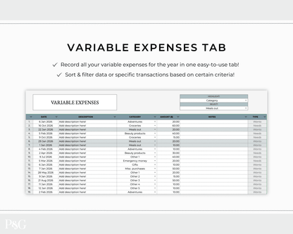 Annual Budget Spreadsheet Template For Google Sheets - Palm &amp; Grace