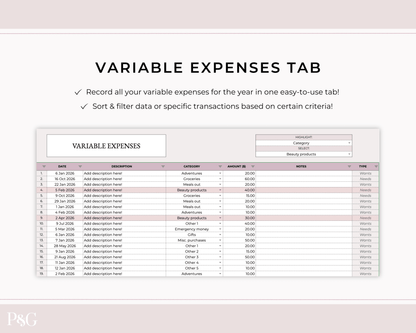Annual Budget Spreadsheet Template For Google Sheets - Palm &amp; Grace