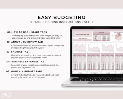 Annual Budget Spreadsheet Template For Google Sheets - Palm &amp; Grace