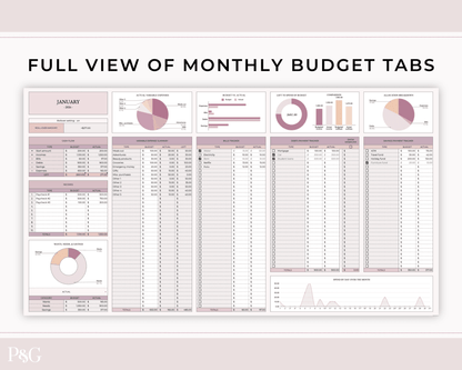 Annual Budget Spreadsheet Template For Google Sheets - Palm &amp; Grace