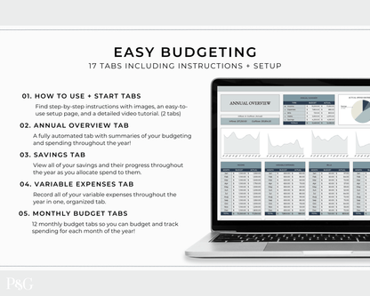 Annual Budget Spreadsheet Template For Google Sheets - Palm &amp; Grace