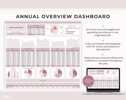 Annual Budget Spreadsheet Template For Google Sheets - Palm &amp; Grace