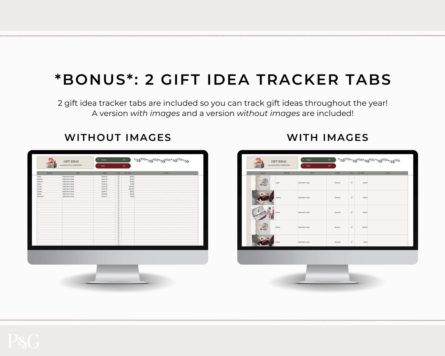 Christmas Planner Spreadsheet Template for Google Sheets - Palm &amp; Grace