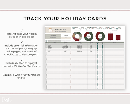 Christmas Planner Spreadsheet Template for Google Sheets - Palm &amp; Grace