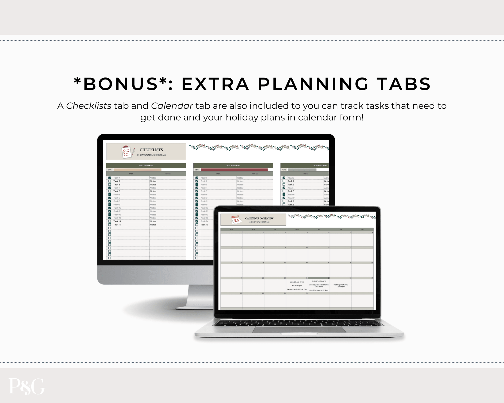 Christmas Planner Spreadsheet Template for Google Sheets - Palm &amp; Grace