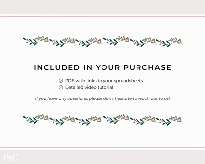 Christmas Planner Spreadsheet Template for Google Sheets - Palm &amp; Grace