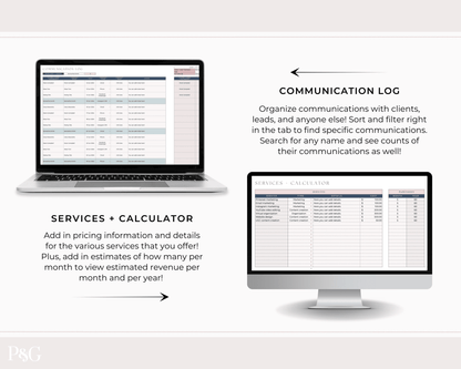Client Tracker Spreadsheet Template for Google Sheets - Palm &amp; Grace