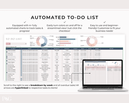 Client Tracker Spreadsheet Template for Google Sheets - Palm &amp; Grace
