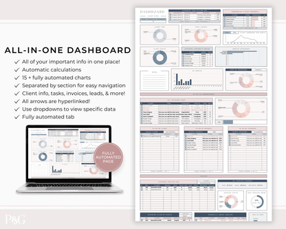 Client Tracker Spreadsheet Template for Google Sheets - Palm &amp; Grace