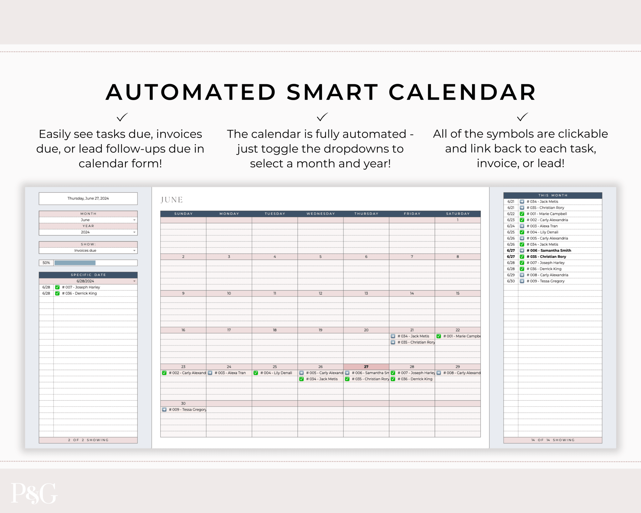 Client Tracker Spreadsheet Template for Google Sheets - Palm &amp; Grace