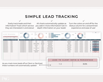 Client Tracker Spreadsheet Template for Google Sheets - Palm &amp; Grace