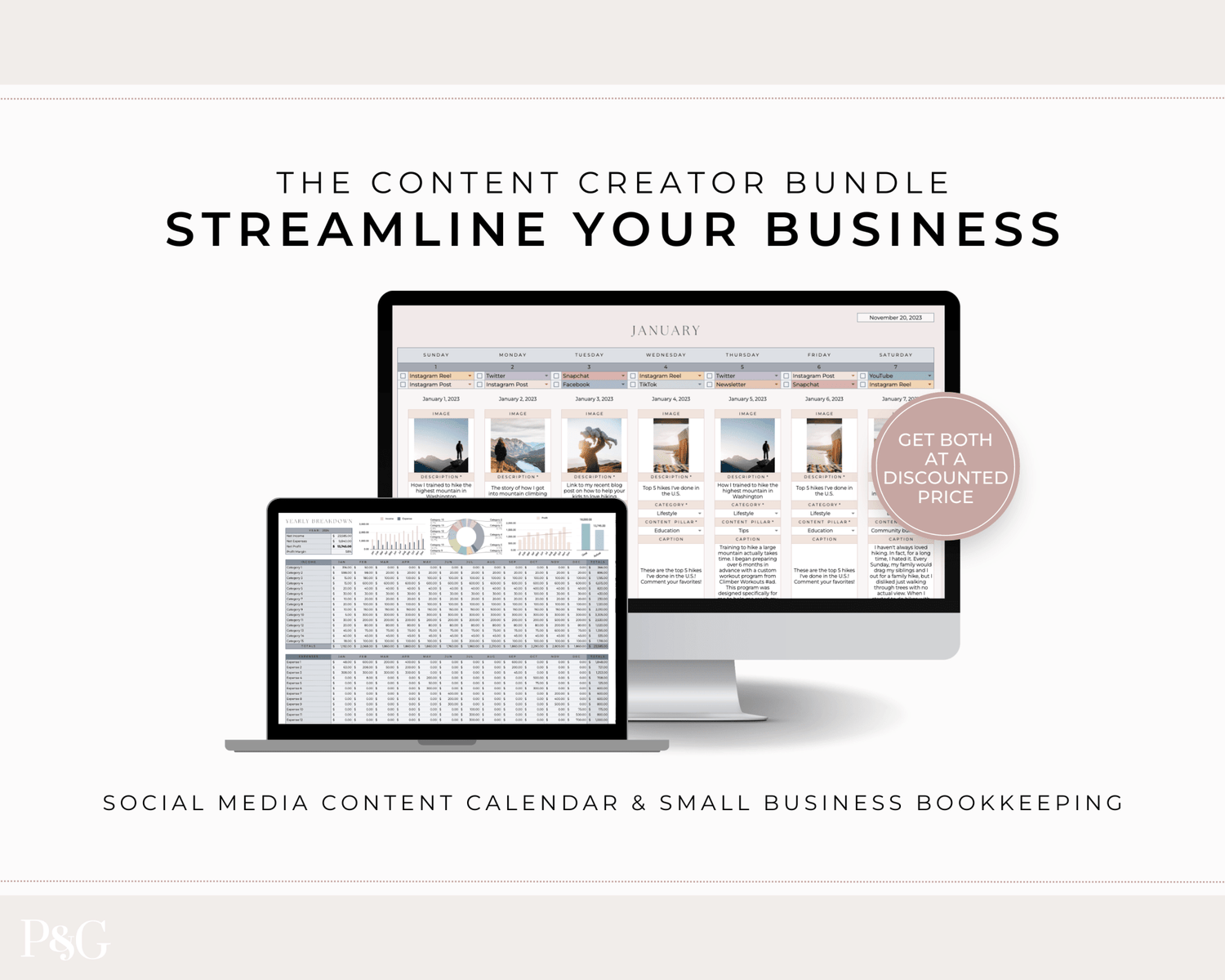 Content Creator Spreadsheet BUNDLE for Google Sheets - Palm &amp; Grace