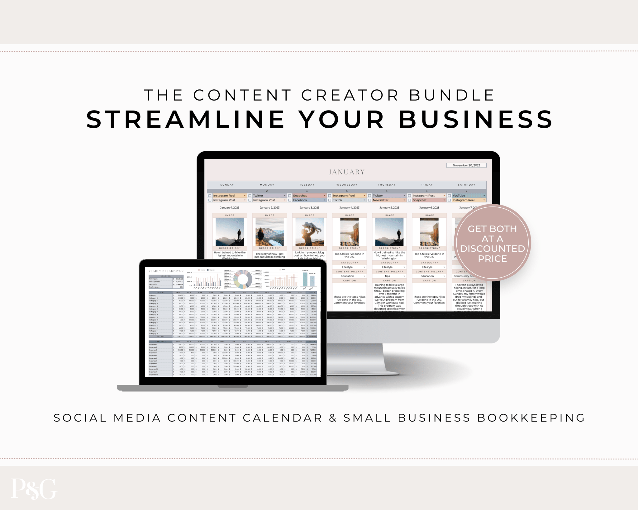 Content Creator Spreadsheet BUNDLE for Google Sheets - Palm &amp; Grace