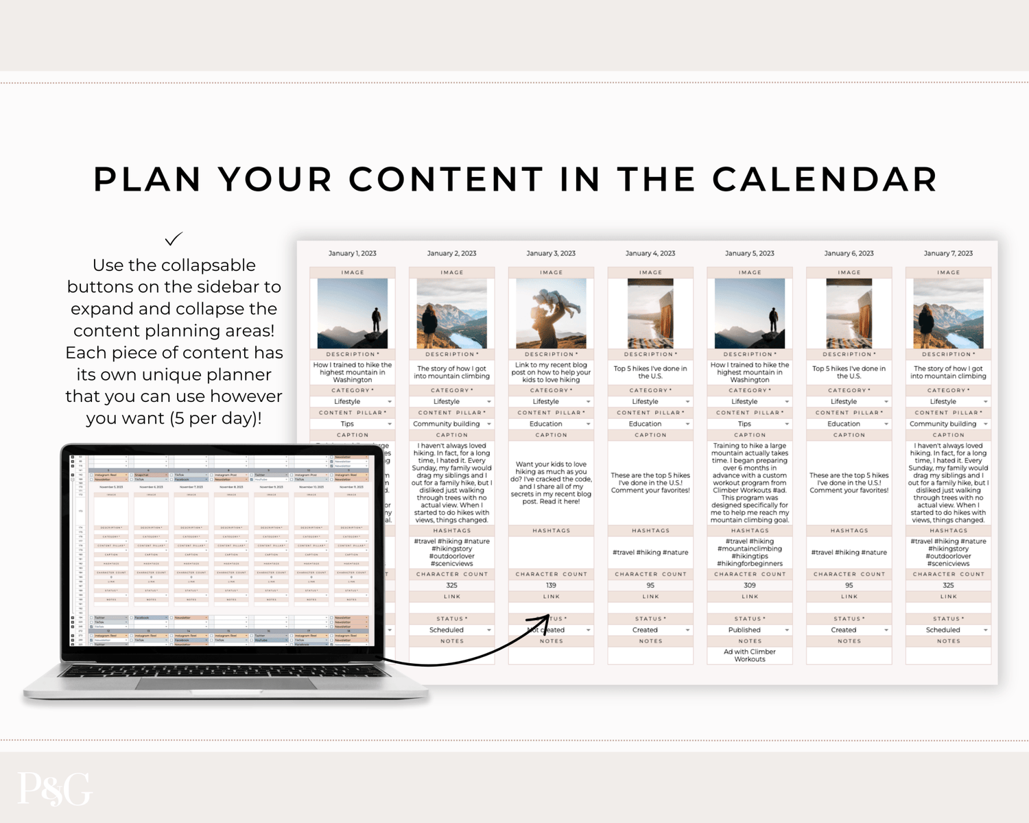 Content Creator Spreadsheet BUNDLE for Google Sheets - Palm &amp; Grace