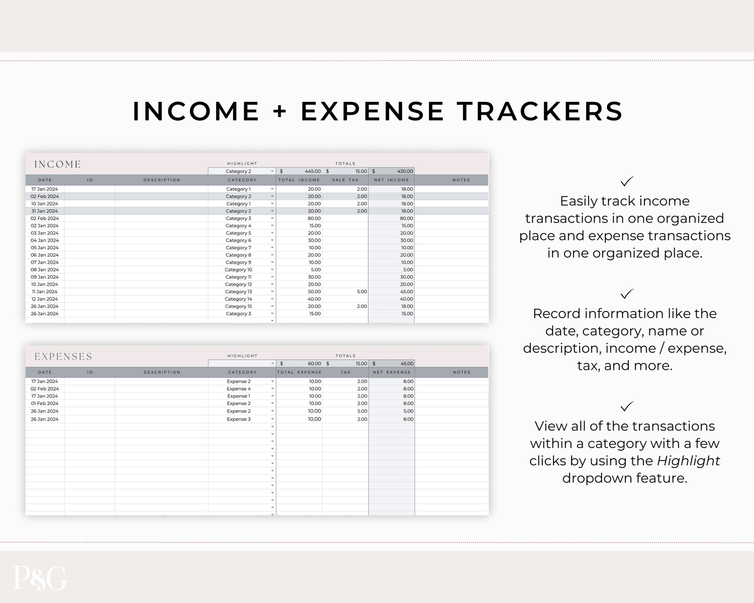 Content Creator Spreadsheet BUNDLE for Google Sheets - Palm &amp; Grace