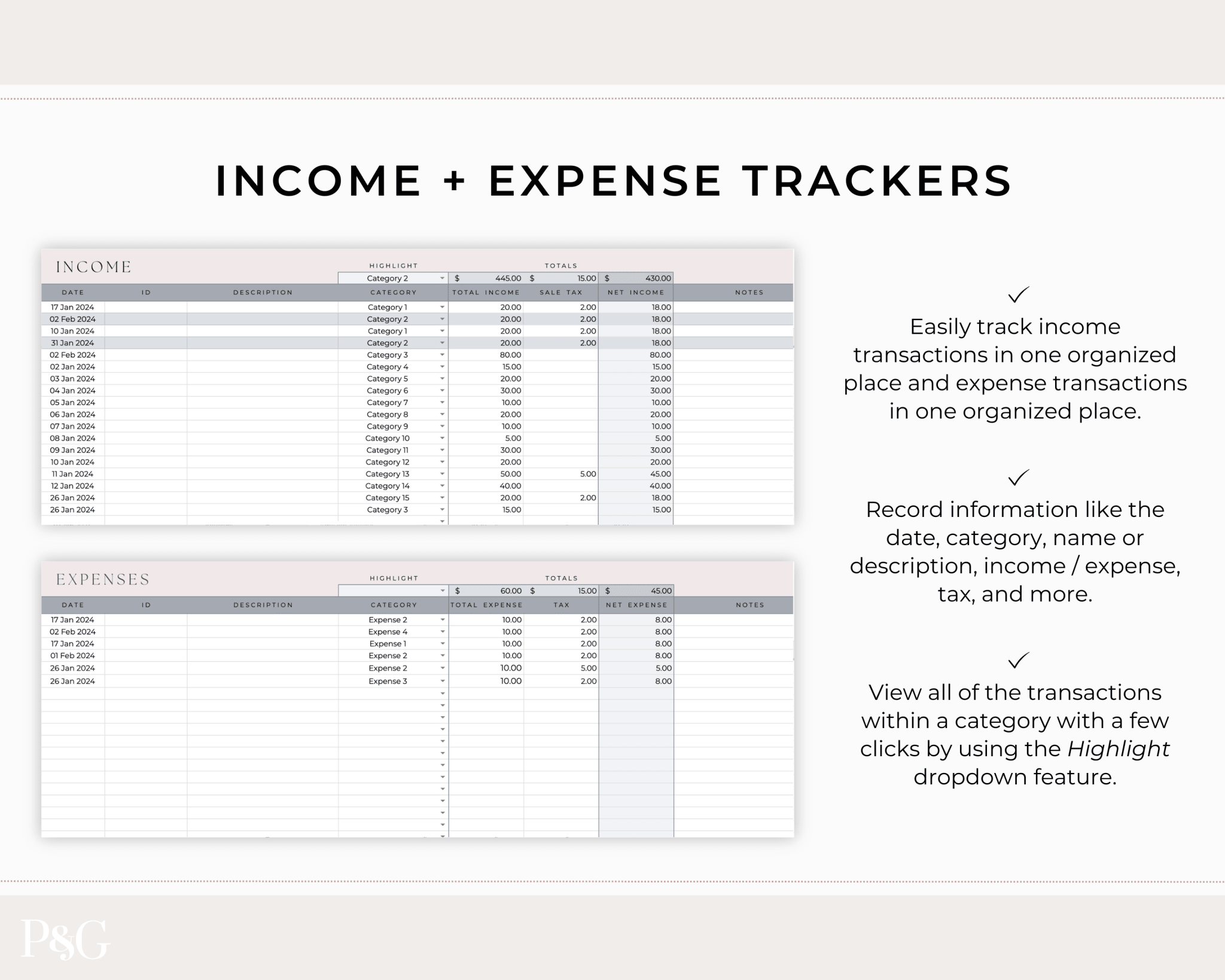 Content Creator Spreadsheet BUNDLE for Google Sheets - Palm &amp; Grace