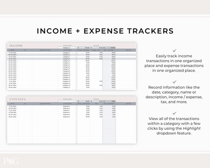 Content Creator Spreadsheet BUNDLE for Google Sheets - Palm &amp; Grace